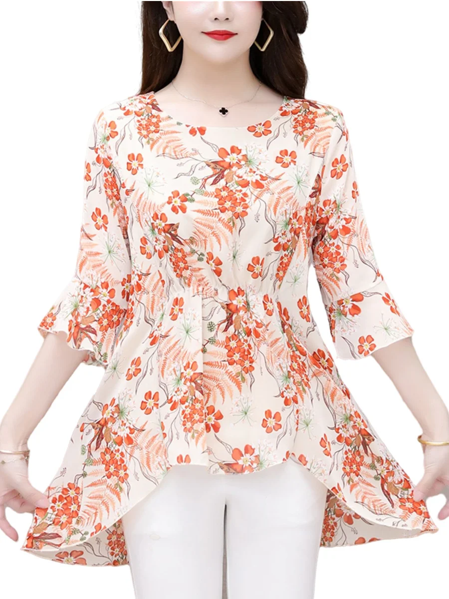 5XL Loos Women Spring Summer Blouses Shirts Lady Fashion Casual Half Trumpet Sleeve O-Neck Collar Printing Blusas Tops CT0435
5XL Loos Women Spring Summer Blouses Shirts Lady Fashion Casual Half Trumpet Sleeve O-Neck Collar Printing Blusas Tops CT0435