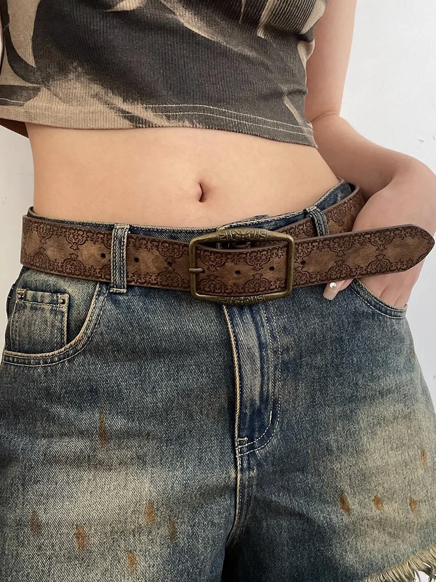Vintage Embossed Belt Y2K Ethnic Style Belt Square Buckle Hardware Jeans Waistband Designer Woman Belts Wholesale
Vintage Embossed Belt Y2K Ethnic Style Belt Square Buckle Hardware Jeans Waistband Designer Woman Belts Wholesale