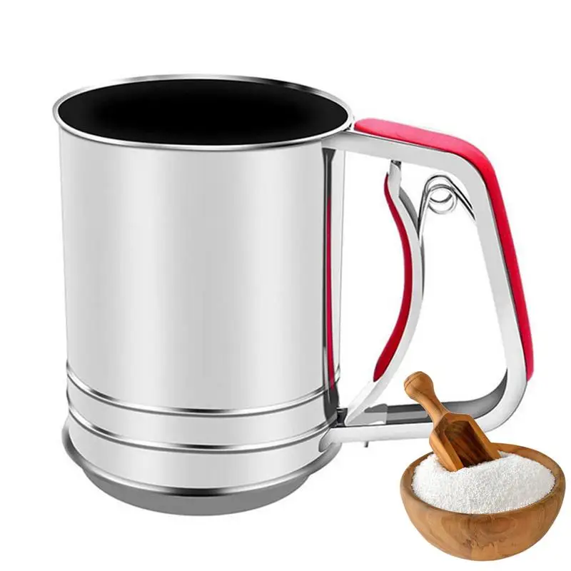 Flour Sifter Stainless Steel Flour Sifter Fine Mesh Powder Flour Sieve cup Semi-Automatic Flour Sifter with Handle kitchen suppl
Flour Sifter Stainless Steel Flour Sifter Fine Mesh Powder Flour Sieve cup Semi-Automatic Flour Sifter with Handle kitchen suppl