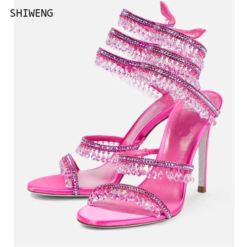 2023 Summer Sexy High Heels Gladiator Sandals Rhinestone Snake Ankle Strap Shoes String Crystal Tassel Thin Heels Sandals 43
2023 Summer Sexy High Heels Gladiator Sandals Rhinestone Snake Ankle Strap Shoes String Crystal Tassel Thin Heels Sandals 43