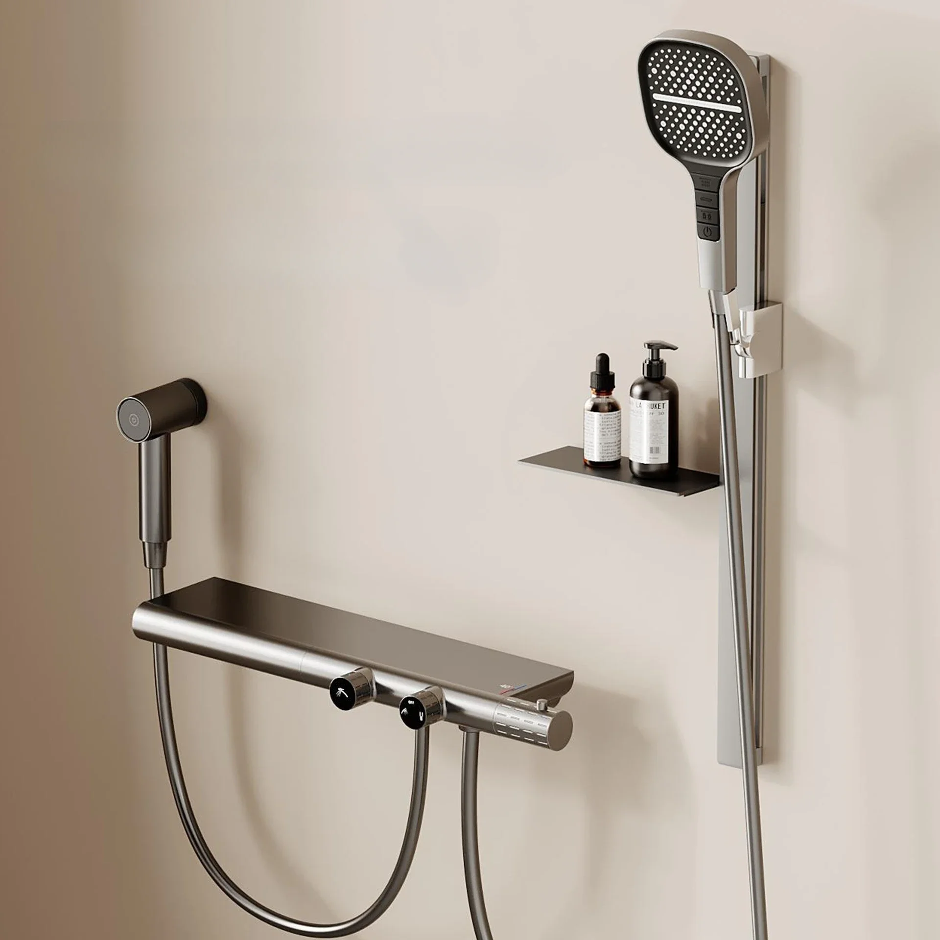 All copper milk white shower gun gray household thermostatic shelf shower set pressurized spray gun multi-functional waterfall
All copper milk white shower gun gray household thermostatic shelf shower set pressurized spray gun multi-functional waterfall