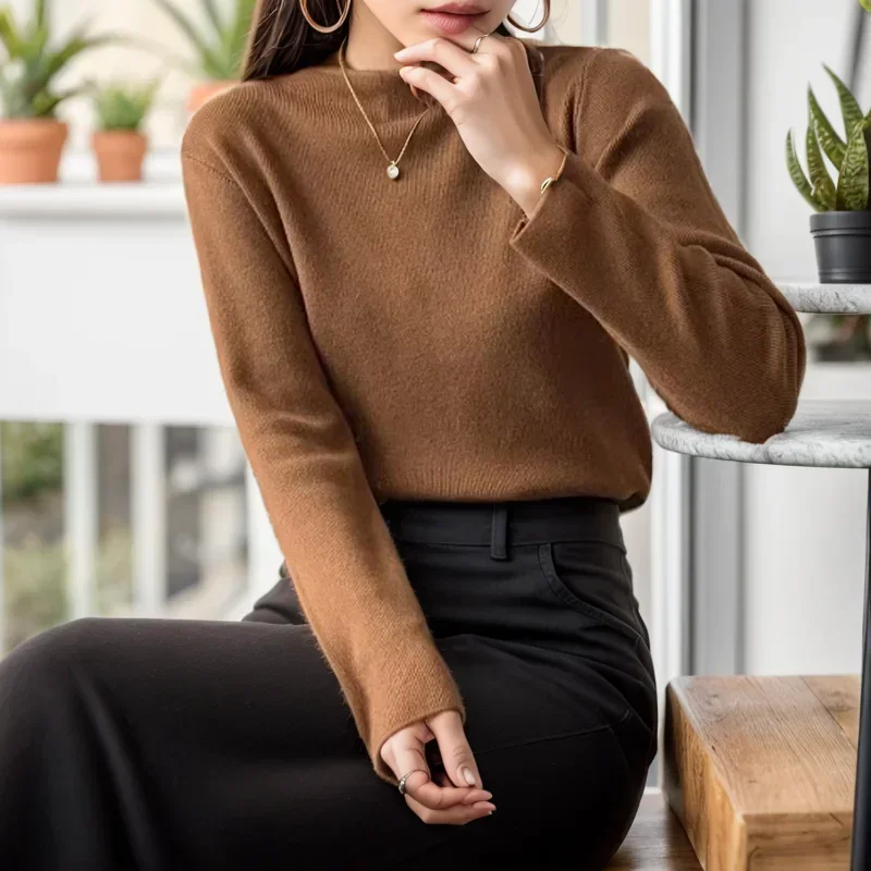 Korean Fashion Half High Collar Pullovers Women 2024 New Autumn Winter Warm Wool Sweaters Solid Color Slim Fit Clothes 29774
Korean Fashion Half High Collar Pullovers Women 2024 New Autumn Winter Warm Wool Sweaters Solid Color Slim Fit Clothes 29774