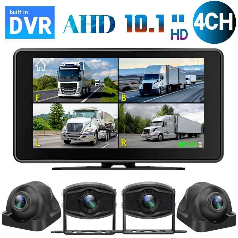 

10.1 inch Touch Screen Car/RV/Bus/Truck AHD Monitor System 1080P Vehicle CCTV Camera HD Night Vision Reversing Parking Recorder