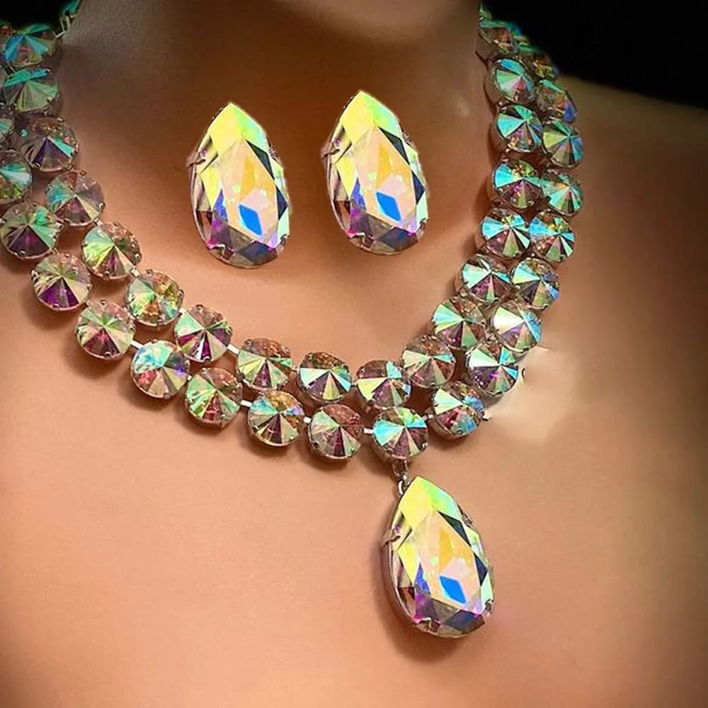 Double Layer Necklace Set for Women Luxury Earring Rhinestone Fashion Bridal Dubai Set Party Gifts 1 Mallzona S5896324093db4812ab8e8037d9521c69W Double Layer Necklace Set for Women Luxury Earring Rhinestone Fashion Bridal Dubai Set Party Gifts Mallzona