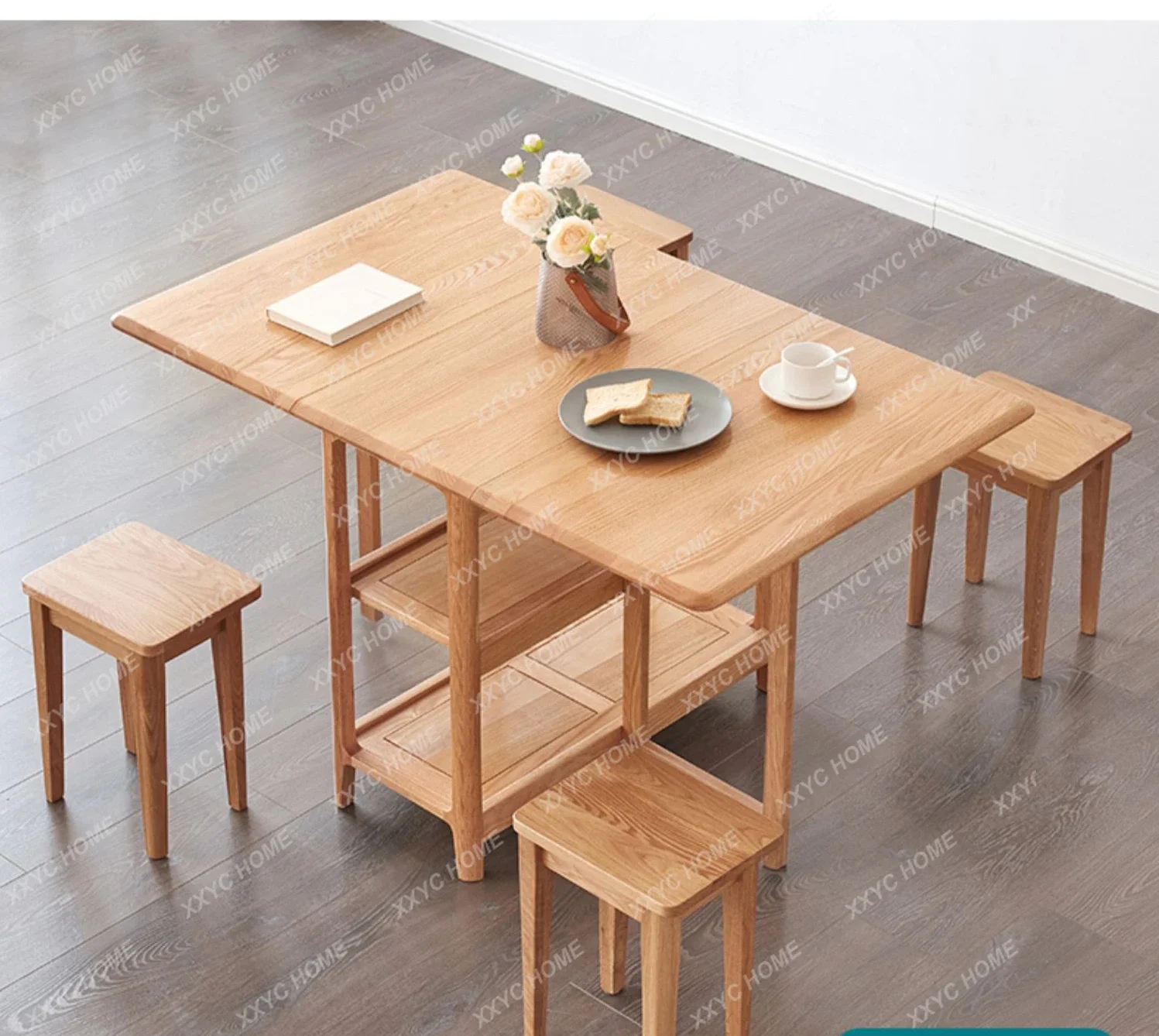 

Обеденный стол из массива дерева в скандинавском стиле, простой выдвижной складной обеденный стол из дуба, обеденные столы и стулья