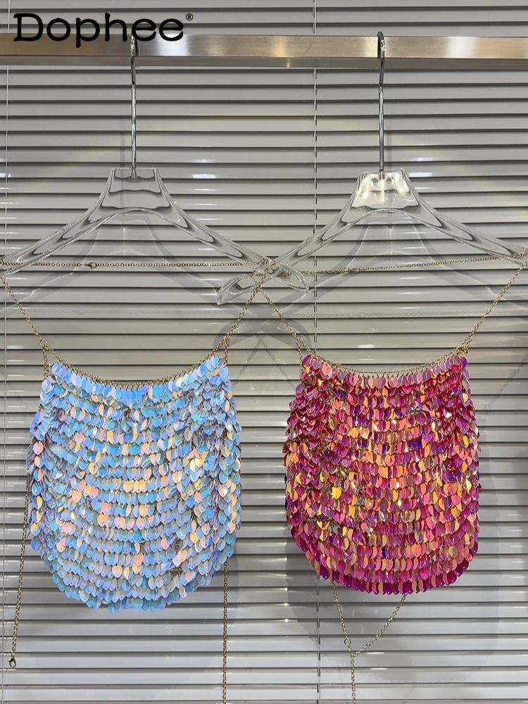 Heavy Industry Color Sequined Chain on Neck Top Women 2024 Spring Summer New Sexy Hot Girl Solid Color Camisole Crop Top Women
Heavy Industry Color Sequined Chain on Neck Top Women 2024 Spring Summer New Sexy Hot Girl Solid Color Camisole Crop Top Women