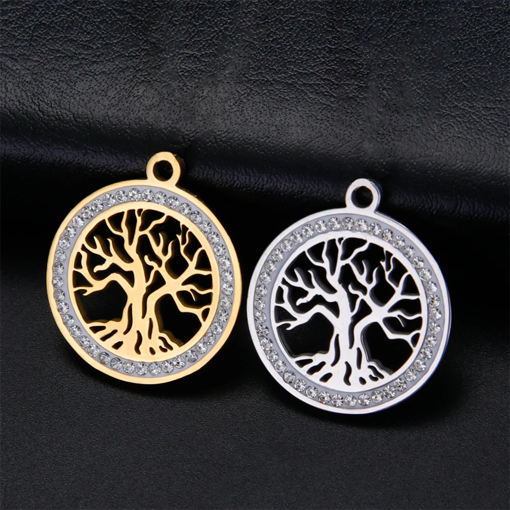 5pcs/Lot Stainless Steel Charms For Jewelry Making Wholesale Crystal Tree Round Pendant Diy Women Necklace Earrings Accessories
5pcs/Lot Stainless Steel Charms For Jewelry Making Wholesale Crystal Tree Round Pendant Diy Women Necklace Earrings Accessories