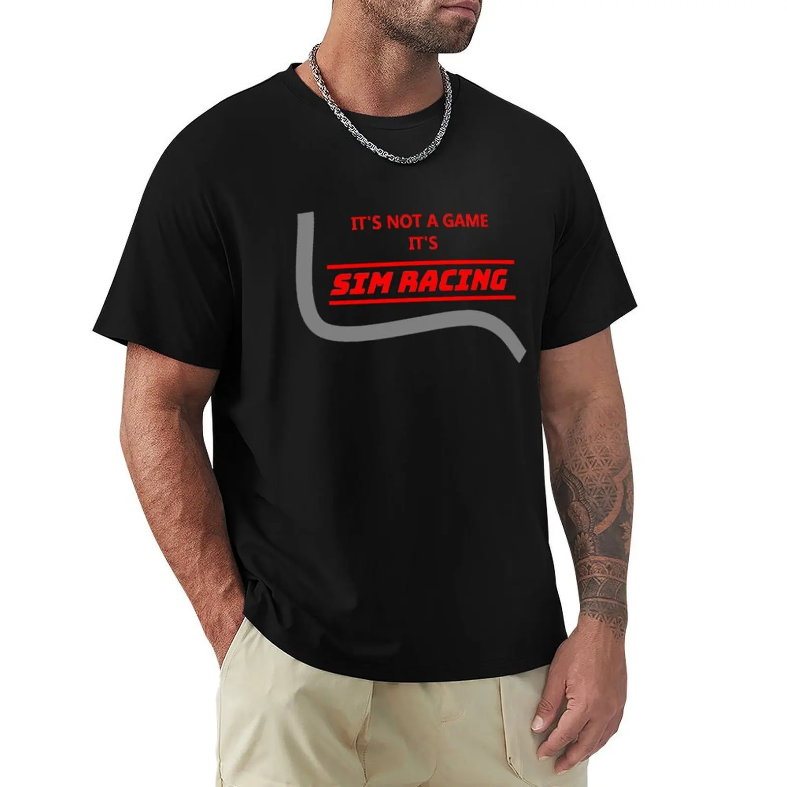 

Sim Racing Black T-Shirt Blouse plus size tops Men's t-shirts