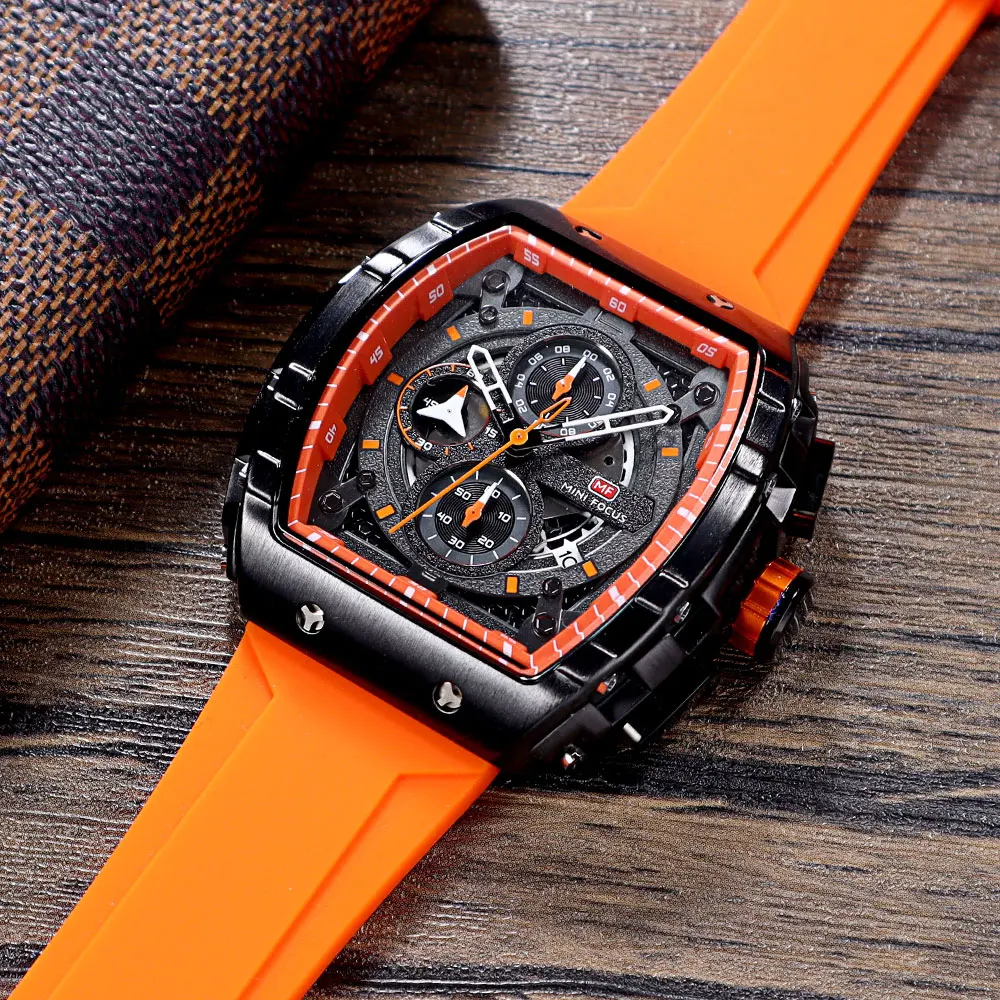 

MINIFOCUS Reloj Hombre Fashion Mens Watches Luxury Silica Gel Quartz Wrist Watch Men Business Bracelets Watch Montre Homme