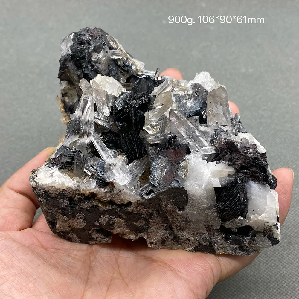 

100% Natural Specular hematite and crystal symbiosis mineral specimen crystal stones and crystals quartz healing crystal