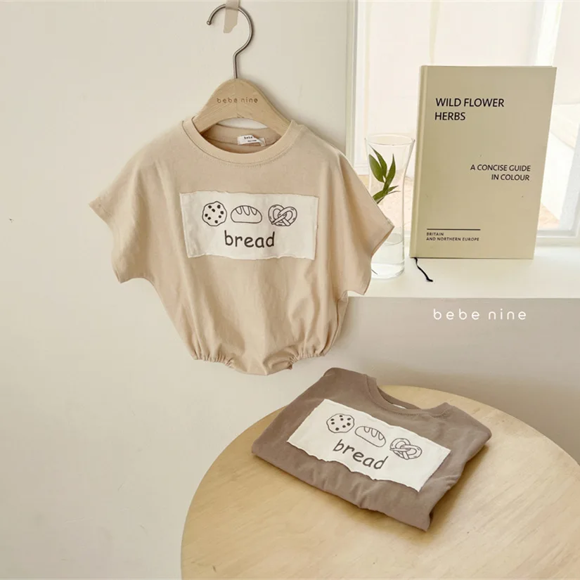 2025 Summer New Baby Short Sleeve Bodysuit Cute Bread Print Infant Clothes Newborn Toddler Boy Girl Loose Casual Jumpsuit 16 S58a0f2f5956548939729099d4948f6f7m