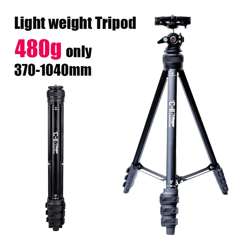 

Vlogger Lightweight Tripod Stand 480g Portable Aluminum Alloy Travel Telescopic Tripod with Ball head for Cameras Phones