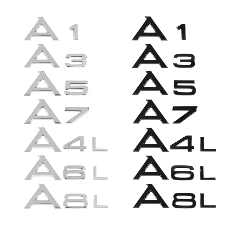 For Audi A1 A3 A4L A5 A6 A7 A8L Q2 Q3 Q5 Q7 Q8 3D chrome-plated glossy black ABS TDI TFSI rear logo sticker
For Audi A1 A3 A4L A5 A6 A7 A8L Q2 Q3 Q5 Q7 Q8 3D chrome-plated glossy black ABS TDI TFSI rear logo sticker