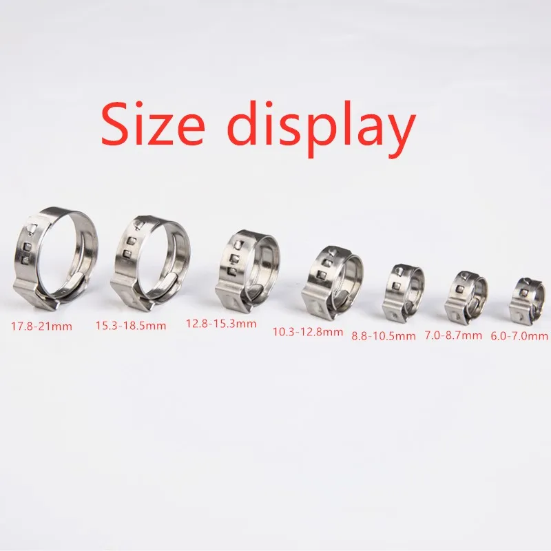 100 Pieces 6-21mm 304 Stainless Steel Single Ear Stepless Hose Clamps with Pincers Kit
100 Pieces 6-21mm 304 Stainless Steel Single Ear Stepless Hose Clamps with Pincers Kit