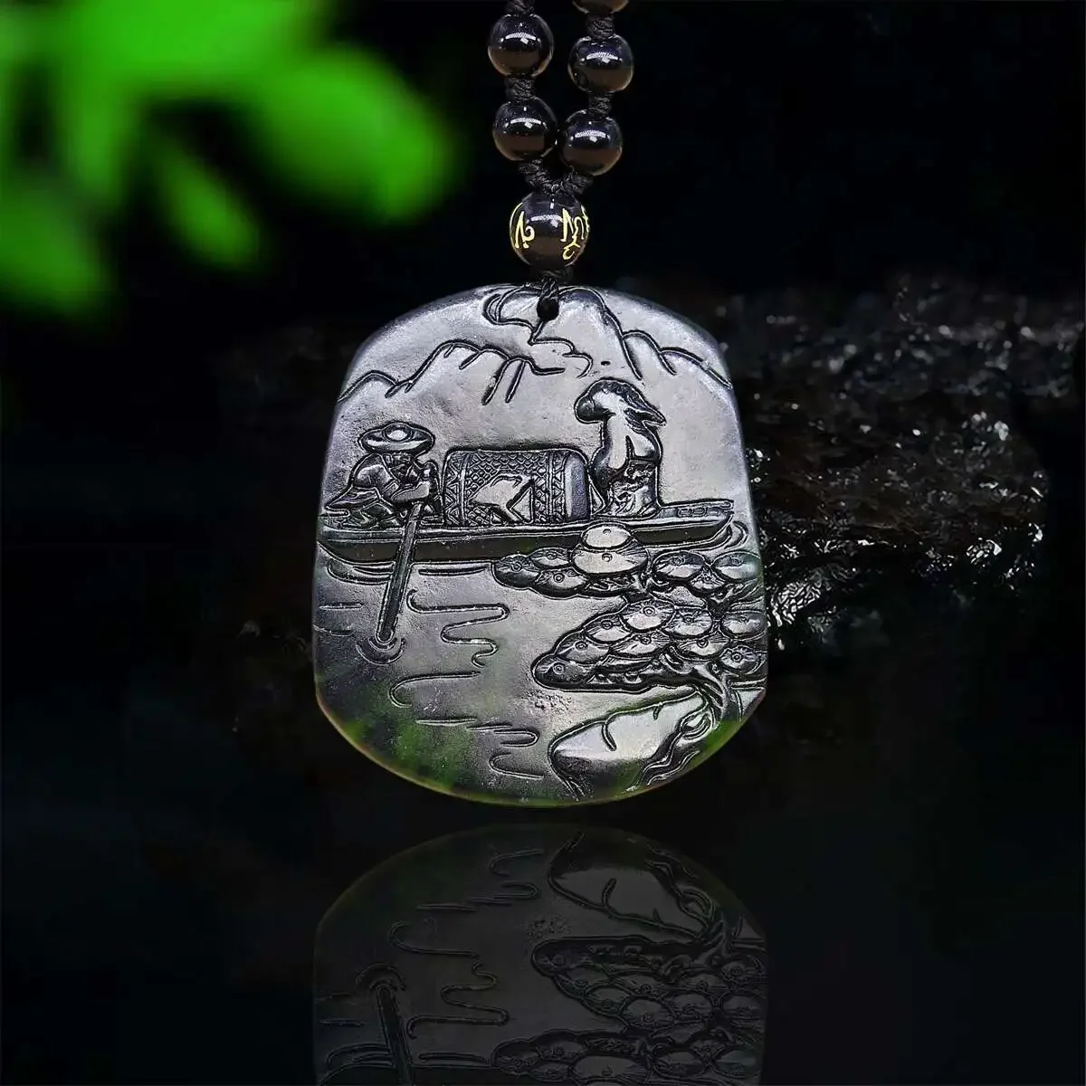 

Jade Landscape Pendant Necklace Jewelry Gift Designer Black Gemstones Fashion Charms Natural Amulet Pendants Amulets Vintage