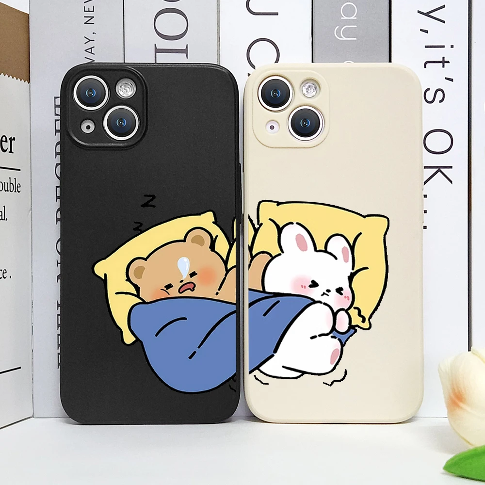 Cartoon Rabbit Bear Paired Couple Phone Case for IPhone 11 12 13 15 16 Pro Max Mini X XS 7 8 14 Plus SE2 Clear Lovers Soft Cover Cartoon Rabbit Bear Paired Couple Phone Case for IPhone 11 12 13 15 16 Pro Max Mini X XS 7 8 14 Plus SE2 Clear Lovers Soft Cover