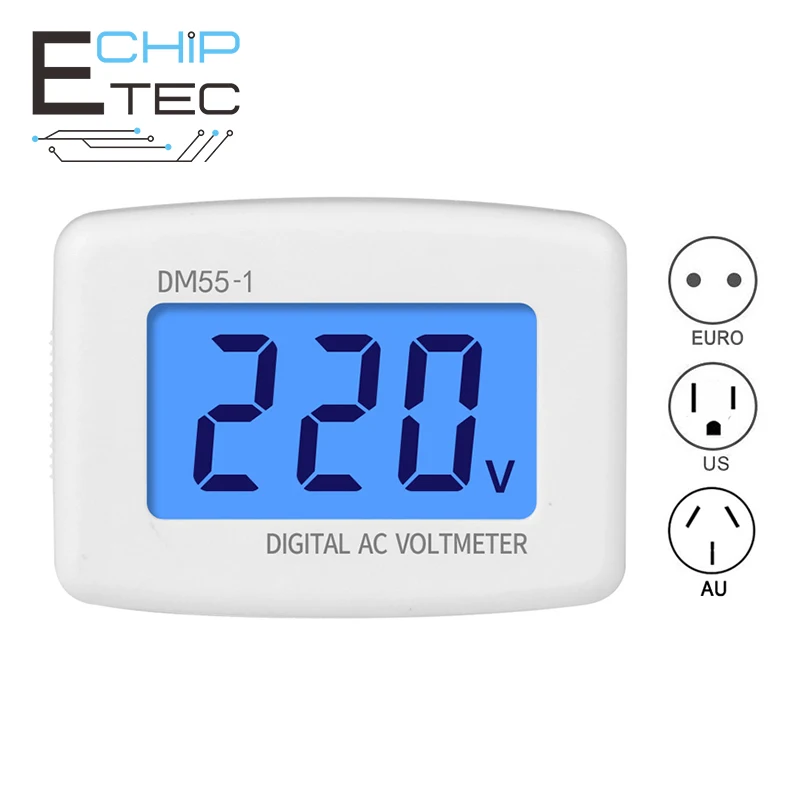 DM55-1 AC 80-300V Digital Voltmeter EU US Plug Voltmeter Socket Voltage Tester LCD Display Voltage Meter 110V-220V
DM55-1 AC 80-300V Digital Voltmeter EU US Plug Voltmeter Socket Voltage Tester LCD Display Voltage Meter 110V-220V