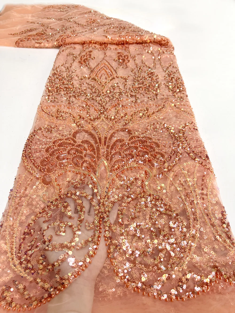 France High-End Handmade Beaded Lace Fabric Nigerian Embroidery 3D Beads With Sequins Mesh Lace Fabric For Wedding Dress
France High-End Handmade Beaded Lace Fabric Nigerian Embroidery 3D Beads With Sequins Mesh Lace Fabric For Wedding Dress