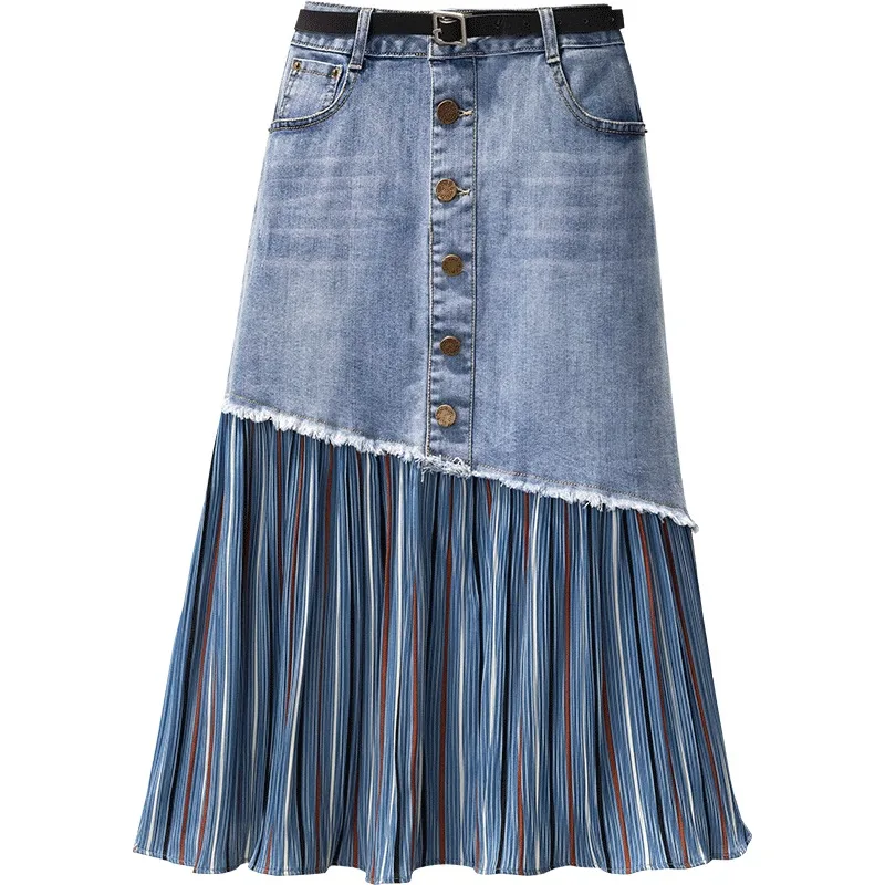 S-5XL!Denim Skirt Dress for Women A-line Irregular Patchwork Pleated Maxi Jean Skirt with Belt Casual Chic
S-5XL!Denim Skirt Dress for Women A-line Irregular Patchwork Pleated Maxi Jean Skirt with Belt Casual Chic