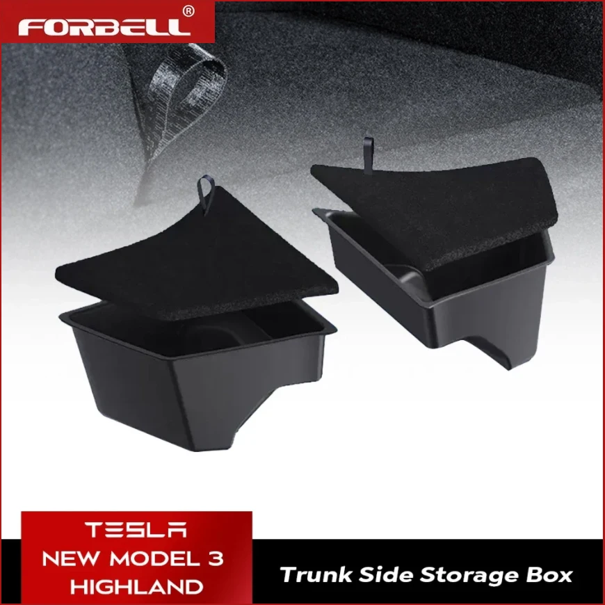 

For 2021-23 Tesla Model Y RWD Car Trunk Side Storage Box Hollow Cover Organizer Flocking Mat Partition Board Stowing Tidying