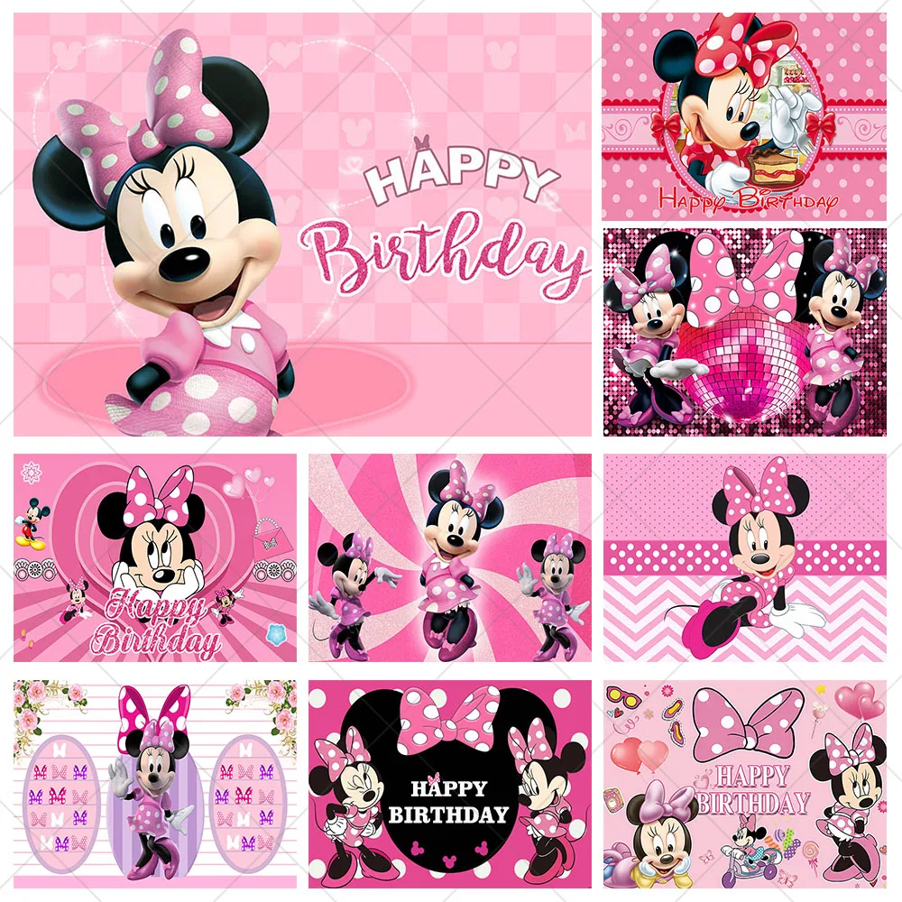 Disney Minnie Mouse Photography Backdrop Baby Shower Girl Birthday Party Background Pink Polka Bow Vinyl Photo Studio Props
Disney Minnie Mouse Photography Backdrop Baby Shower Girl Birthday Party Background Pink Polka Bow Vinyl Photo Studio Props