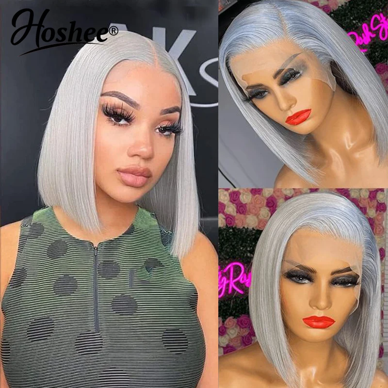 Silver Grey Straight Short Bob Pixie Cut 13X4 HD Transparent Frontal Wigs T Part Lace Human Hair Wig for Women Pre Plucked
Silver Grey Straight Short Bob Pixie Cut 13X4 HD Transparent Frontal Wigs T Part Lace Human Hair Wig for Women Pre Plucked