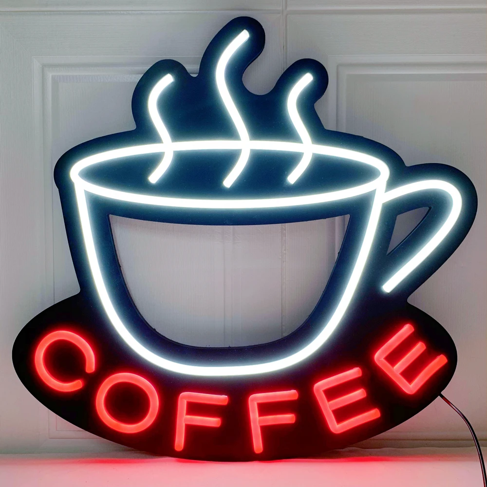 

Coffee Cup Sign 21x20 Inches Neon Light for Cafe Beer Bar Tea-House Business Open Light Up Sign Home Party Decorative Lights