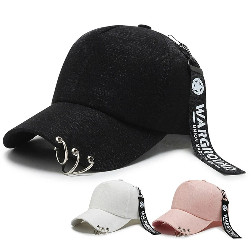 

New Arrival Men Women Baseball Cap Fashion Rings Ribbon Design Kpop Snapback Hip Hop Unisex Summer Sun Hats Gorras Hot Sale H118