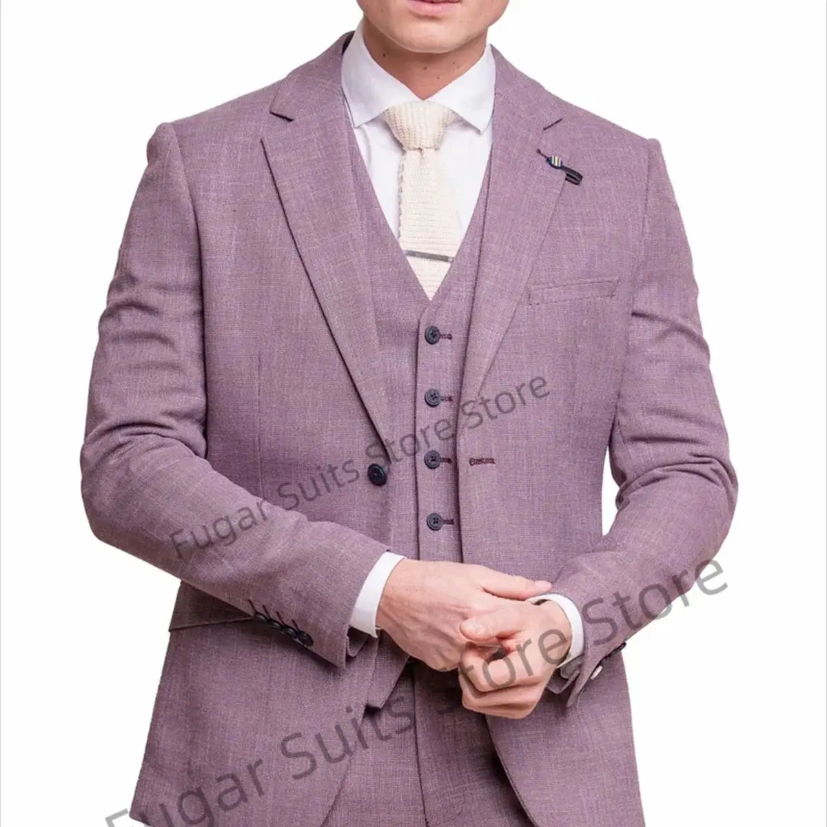 

Handsome Formal Suits For Men Slim Fit Notched Lapel Wedding Groom Tuxedos Prom 3 Pieces Sets Elegant Male Blazer Costume Homme