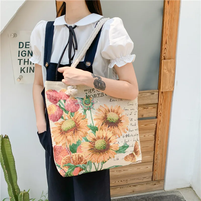 Canvas Tote Shoulder Bag Cartoon Casual Shopping Handbag Women Reusable Folding Pastoral Harajuku Storage Beach Bag Fashion 2022
Canvas Tote Shoulder Bag Cartoon Casual Shopping Handbag Women Reusable Folding Pastoral Harajuku Storage Beach Bag Fashion 2022