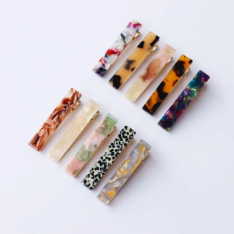 

New Acetate Hair Clips Barrette Colorful Simple Small Rectangle Geometric Side Pins for Women Hair Accessories Headwear