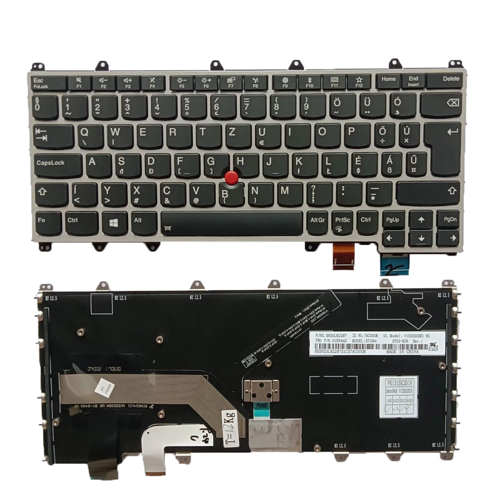

01HX100 SN20P38796 FOR Lenovo Thinkpad X380 Yoga 4th Yoga 370 Backlight HU Keyboard Silver frame