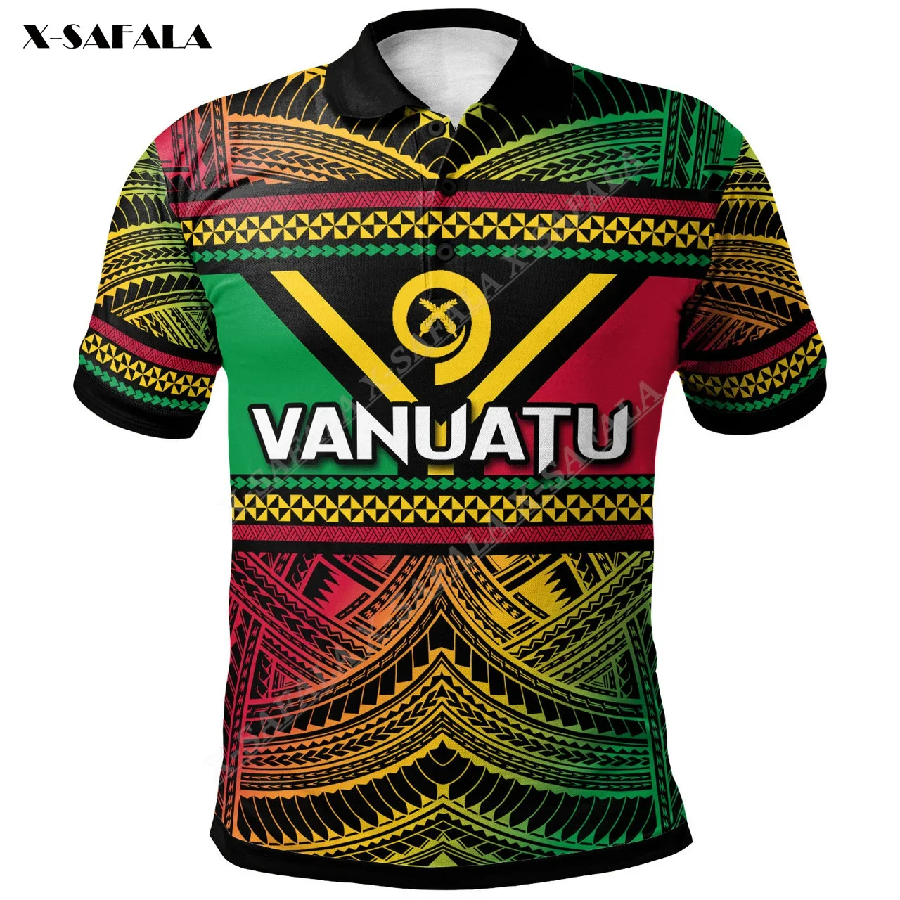 

2023 Vanuatu Flag Color Polynesian Patterns 3D Print Men Polo Shirt Short Sleeve Luxury Summer Tee Top Breathable Lapel Daily