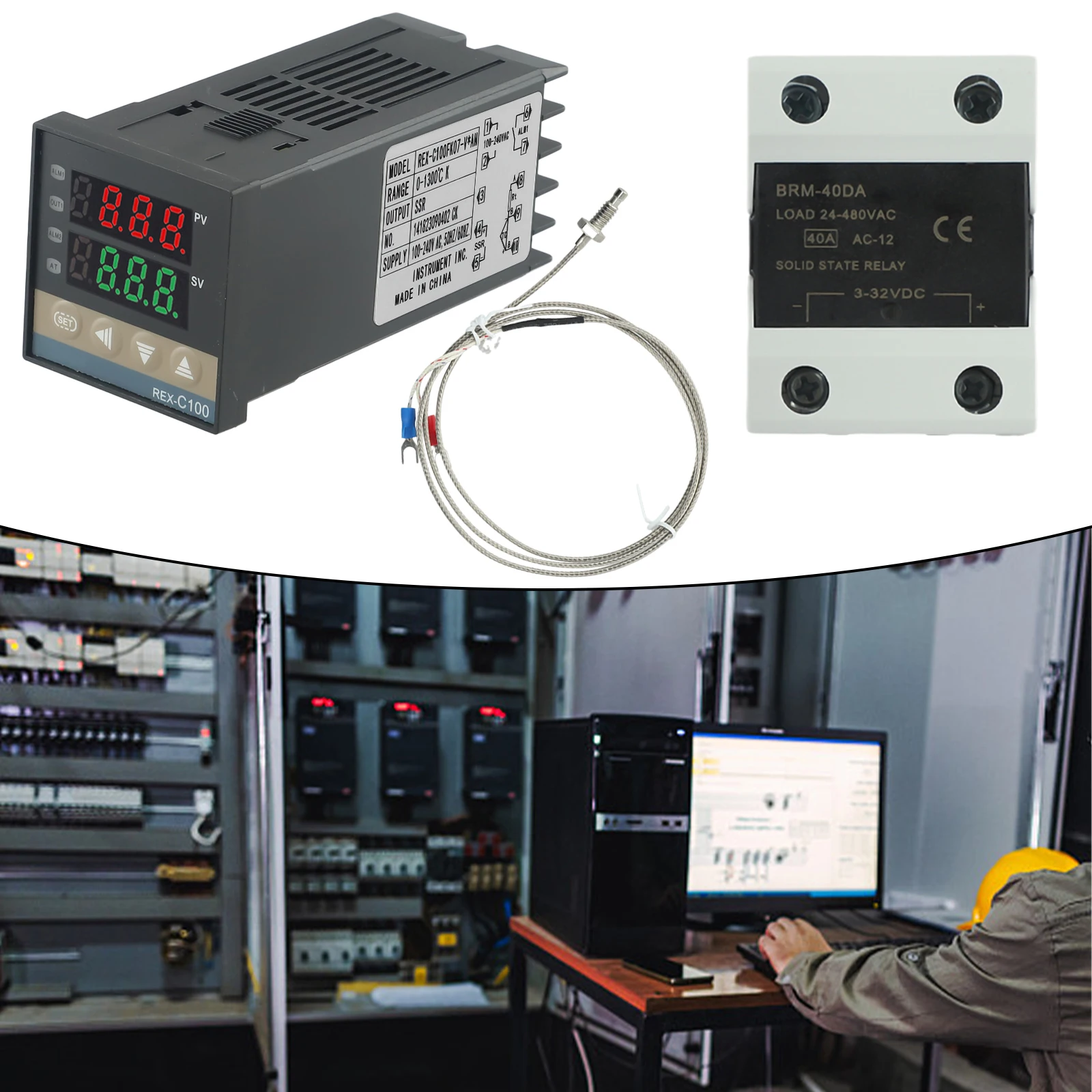 Digital REX C100 AN Temperature Controller Set with 40A SSR and K Thermocouple Probe Accurate Heat Control for Industrial Use
Digital REX C100 AN Temperature Controller Set with 40A SSR and K Thermocouple Probe Accurate Heat Control for Industrial Use