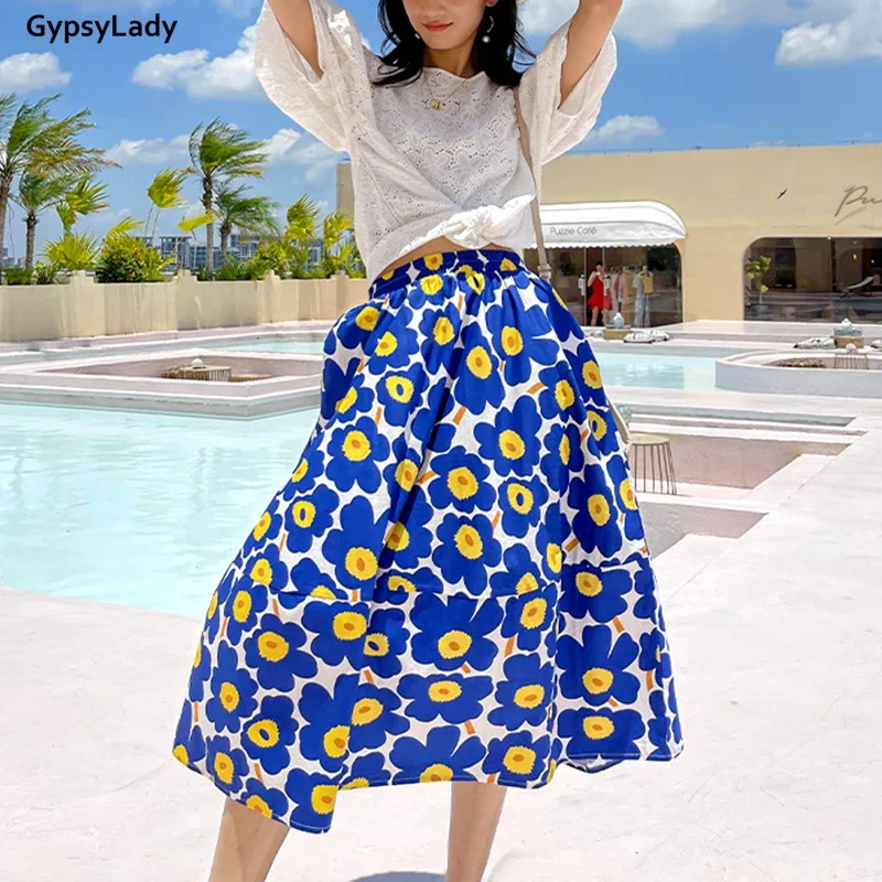 GypsyLady Floral Print Pleated Boho Skirt 100% Cotton Summer Women Long Skirts Ruffles Elastic Waist Holiday Pocket Chic Skirt
GypsyLady Floral Print Pleated Boho Skirt 100% Cotton Summer Women Long Skirts Ruffles Elastic Waist Holiday Pocket Chic Skirt