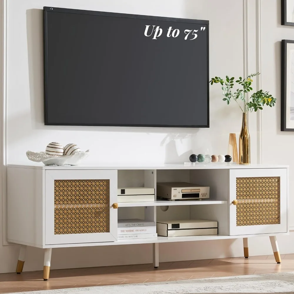 JYED Wood Mid Century TV Stand for 75 Inch TV, White Modern Entertainment Center with Metal Mesh Cabinet Doors,Boho Tv Console
JYED Wood Mid Century TV Stand for 75 Inch TV, White Modern Entertainment Center with Metal Mesh Cabinet Doors,Boho Tv Console