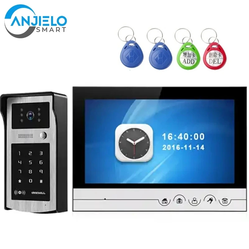 

Video Portero Security Intercom Protection Visiophone for Home Door Bell with Camera Rfid Card Unlock Password Keyboard 9 Inch