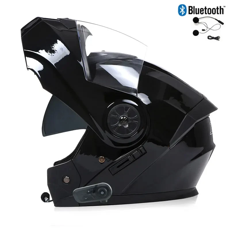 

Bluetooth Flip Up Motorcycle Helmet Motorbike Cascos Motocross Caque Moto De Capacetes DOT ECE Approved Safety Riding Kask Helm