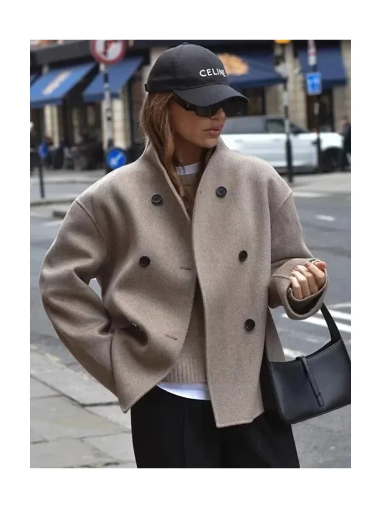 Traf Women Woolen Coat Elegant Woolen Coat Women Short Tops Office Lady double Breasted Coat Autumn Warm Coat Bomber Jacket Tops
Traf Women Woolen Coat Elegant Woolen Coat Women Short Tops Office Lady double Breasted Coat Autumn Warm Coat Bomber Jacket Tops