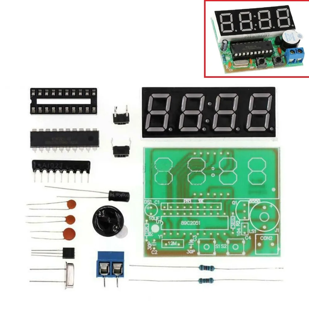 AT89C2051 4-bit Digital Electronic Clock Kit Module DIY Soldering Practice Soldering Skills YSZ-4 1.2mm Thick PCB FR-4 Board
AT89C2051 4-bit Digital Electronic Clock Kit Module DIY Soldering Practice Soldering Skills YSZ-4 1.2mm Thick PCB FR-4 Board