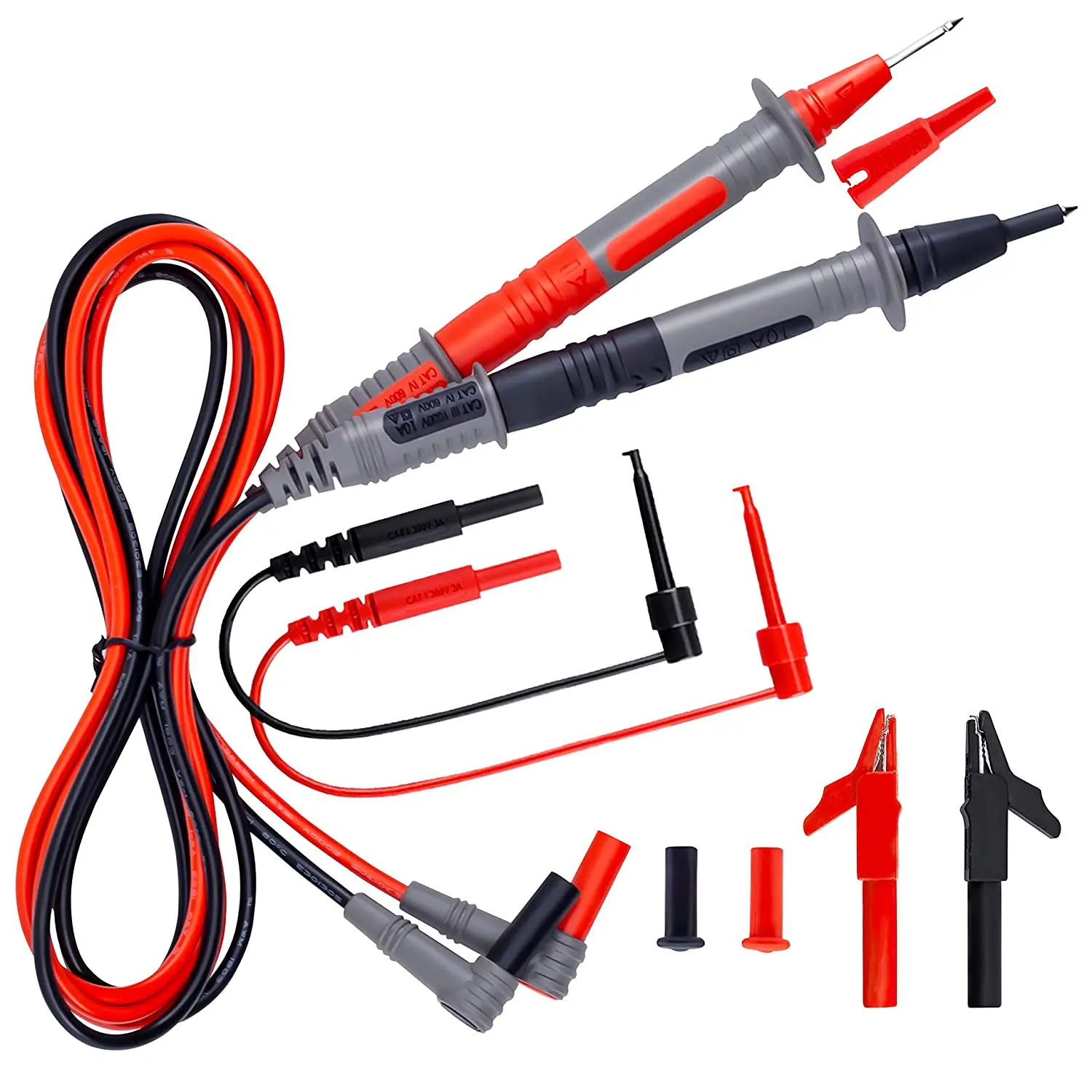 

Universal Multimeter Probe Silicone Flexible Wire Super Sharp Pen Tip Replaceable Connector Test Lead With CrocodileClip10A1000V