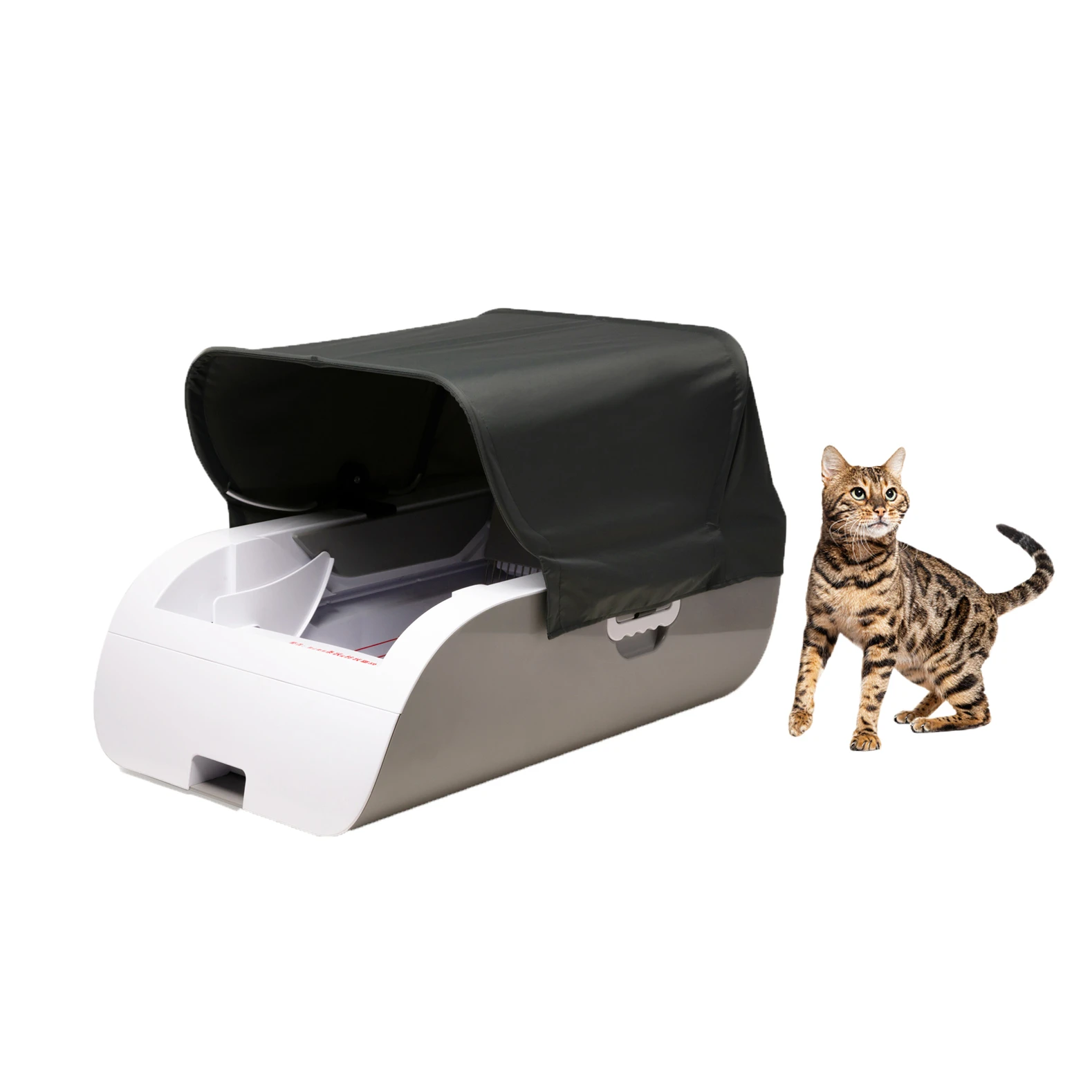

Новинка 2023 г., petfang, большая автоматическая коробка для кошек с меньшим запахом, дистанционным управлением через приложение, монитор здоровья, большой лоток для кошек с капюшоном