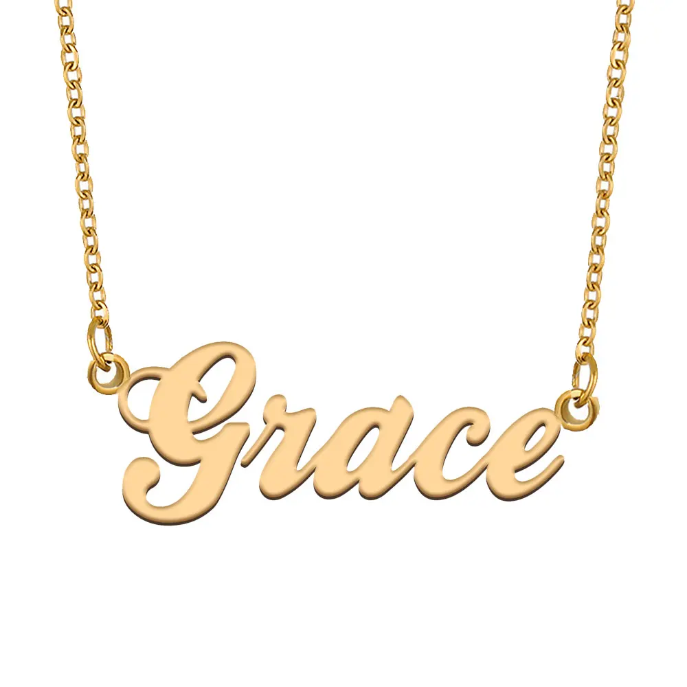 Grace Name Necklace for Women Stainless Steel Jewelry Gold Plated Nameplate Pendant Femme Mothers Girlfriend Gift
Grace Name Necklace for Women Stainless Steel Jewelry Gold Plated Nameplate Pendant Femme Mothers Girlfriend Gift