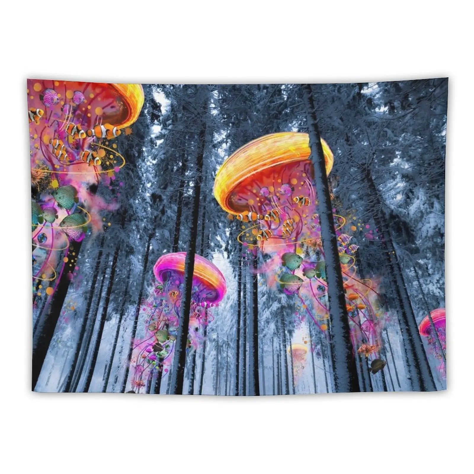 

New Winter Forest of Electric Jellyfish Worlds Tapestry Art Mural Nordic Home Decor Room Decorator For Bedroom Tapestry