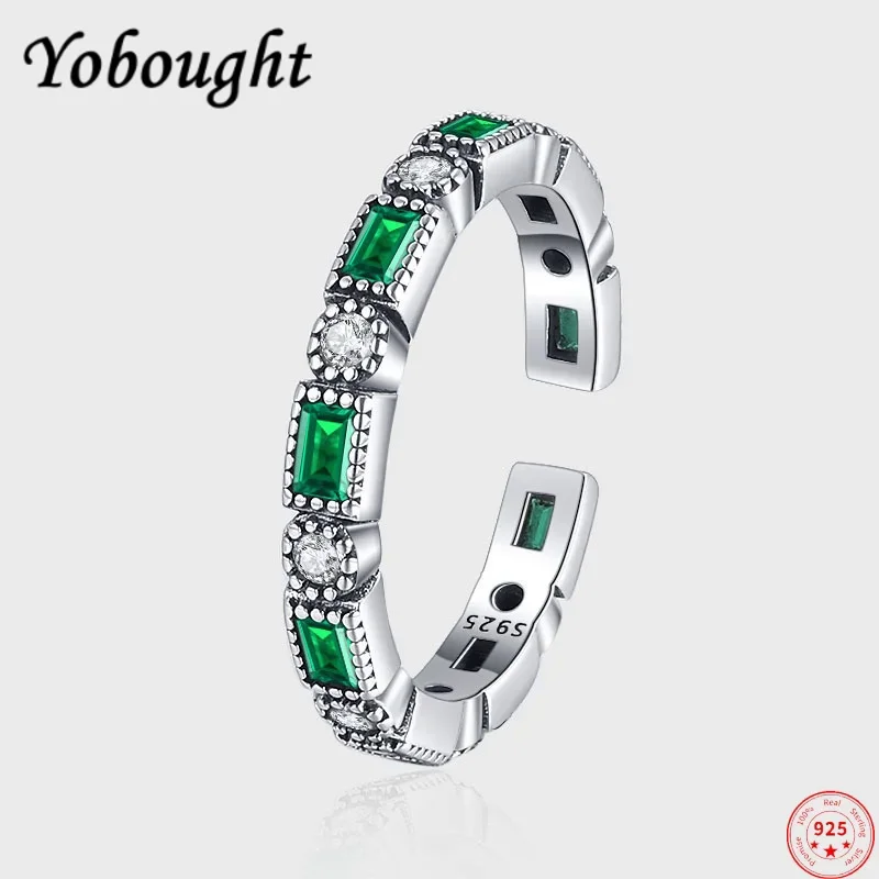 

S925 sterling silver rings for Women New Fashion ancient geometric pattern inlaid colored zircon punk jewelry lover gift
