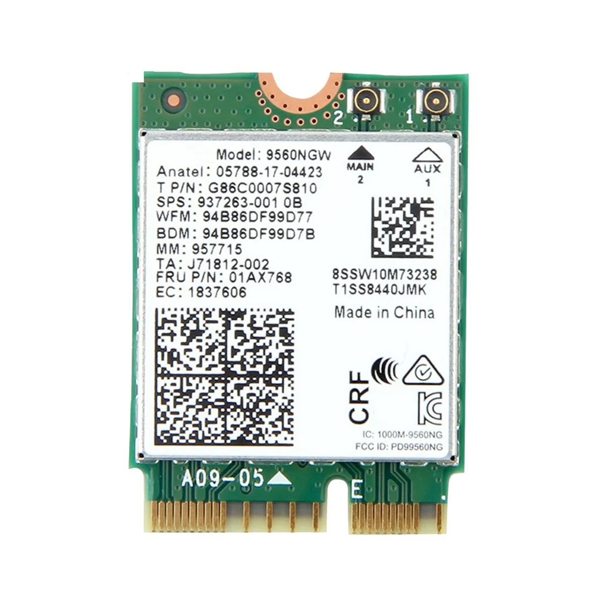 

9560NGW WiFi Card 1730Mbps Wireless AC 9560 Dual Band 2.4G+5G Bluetooth 5.0 802.11Ac M.2 CNVI 9560NGW Wireless Adapter