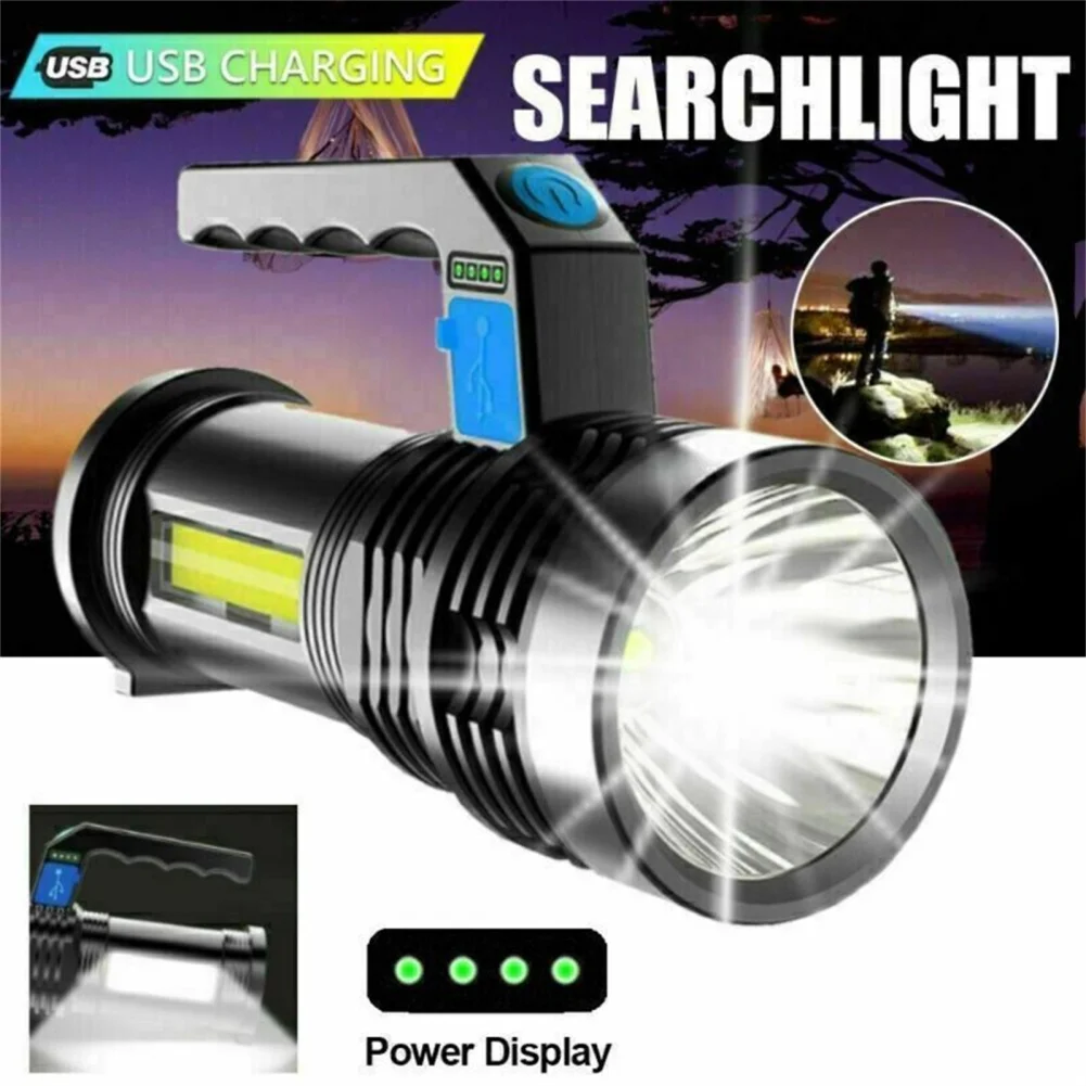 

LED Outdoor Mini Flashlight With Handle 1000LM Super Bright USB Rechargeable Searchlight For Camping Emergencies Hiking