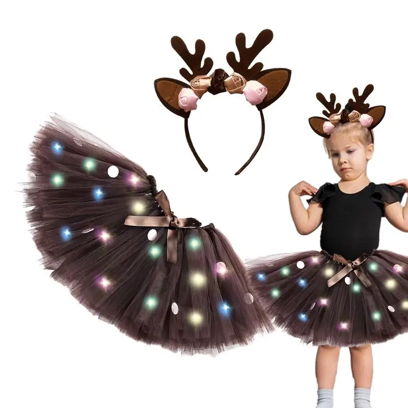 

Reindeer Dress Toddler Princess Tulle Tutu Dress With Led Light Outfit Princess Tulle Tutu Dress Girls Christmas Tutu For Girls