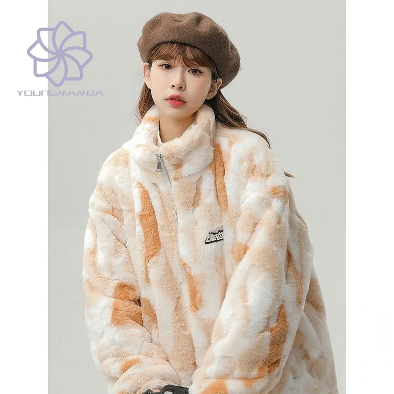 

Пальто из овечьей шерсти для женщин, новинка сезона осень-зима 2023, американская женская модная повседневная Толстая теплая плюшевая куртка