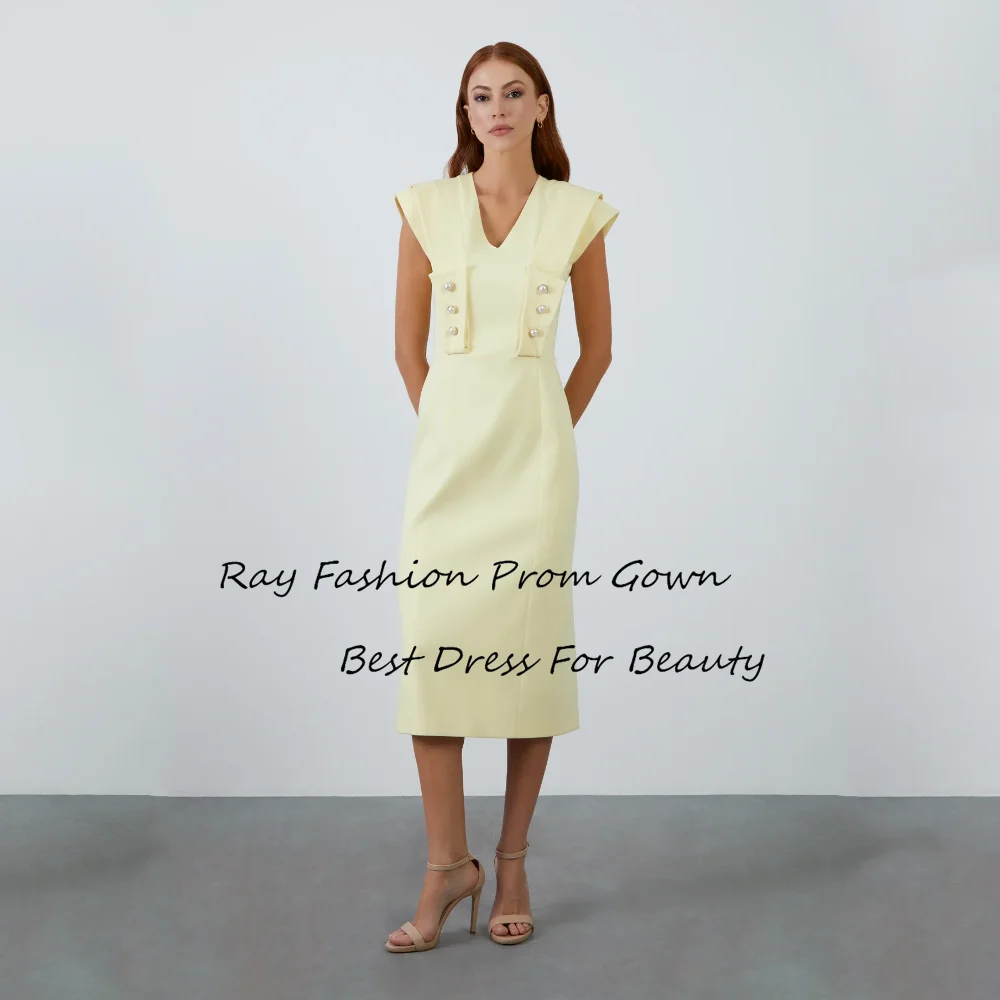 

Ray Fashion A Line Prom Dress V Neck Tiered Ruffle Cap Sleeves With Pearls For Women Formal Occasions فساتين سهرة Saudi Arabia